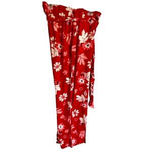 Purple & More Red Floral Print Wide Leg Pants with Pockets Women's Medium NEW